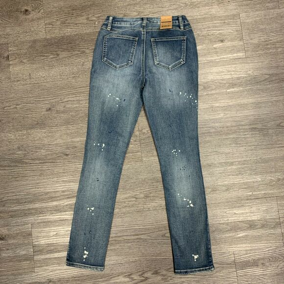 Project Indigo Skinny Jeans Women's Size 2 Distressed Mid Rise Stretch Blue Pant - Picture 3 of 9
